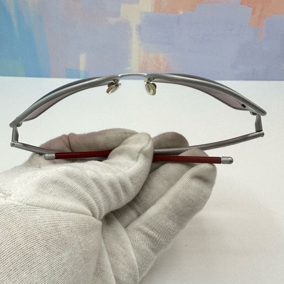 Rare Vintage Chanel Gray Frame Red Lens Sunglass with Original Dust Bag
